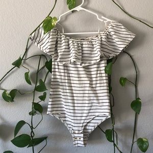 J Crew Navy Stripe Bodysuit